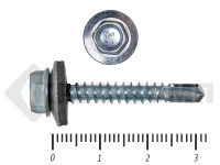 Саморез кровельный цинк, с шайбой EPDM, PT-3, 4,8х32 К КРЕП-КОМП (30шт)